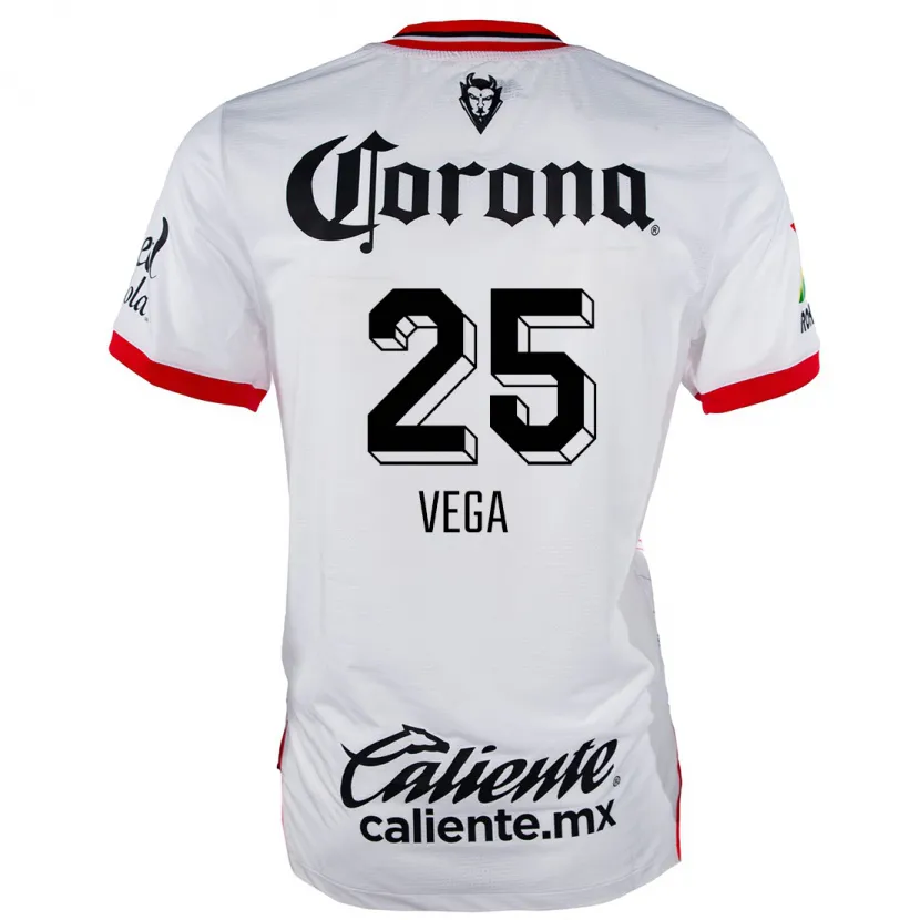 Danxen Mujer Camiseta Alexis Vega #25 Blanco Rojo 2ª Equipación 2024/25 La Camisa México