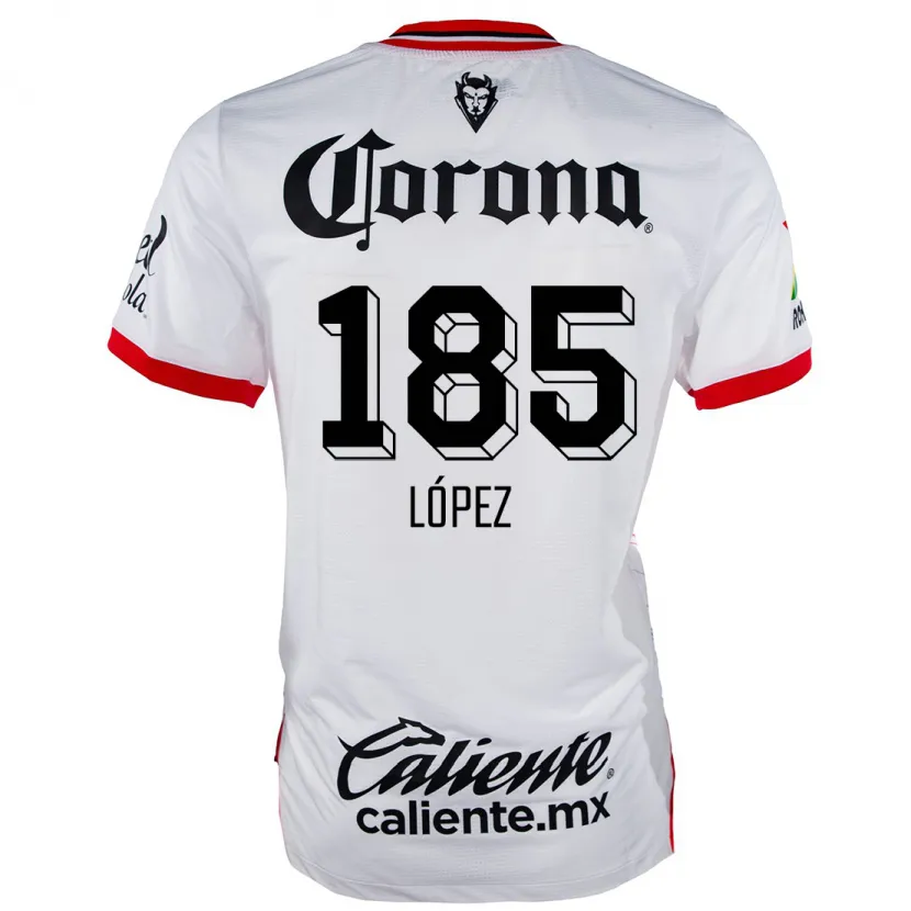 Danxen Mujer Camiseta David López #185 Blanco Rojo 2ª Equipación 2024/25 La Camisa México