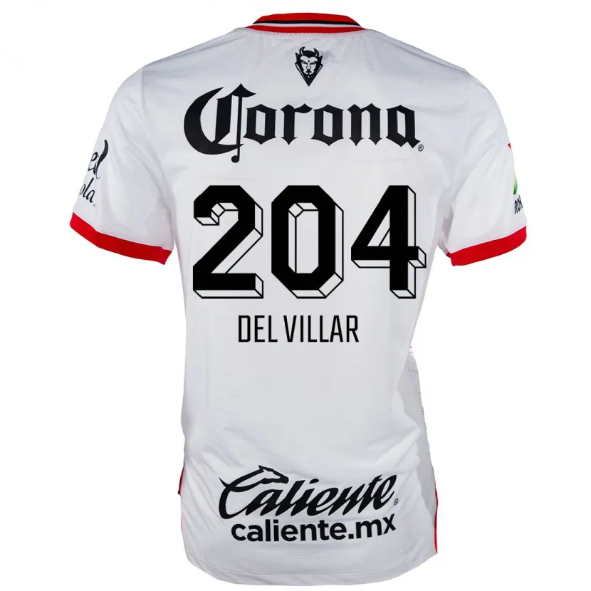 Danxen Mujer Camiseta Everardo Del Villar #204 Blanco Rojo 2ª Equipación 2024/25 La Camisa México