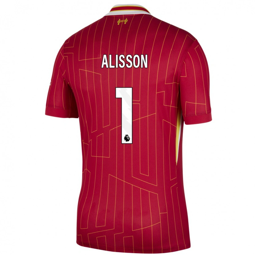 Danxen Niño Camiseta Alisson #1 Rojo Amarillo Blanco 1ª Equipación 2024/25 La Camisa México