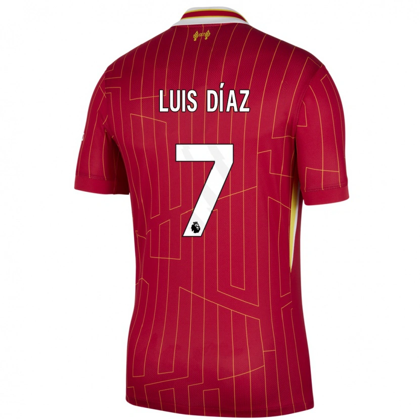 Danxen Niño Camiseta Luis Díaz #7 Rojo Amarillo Blanco 1ª Equipación 2024/25 La Camisa México