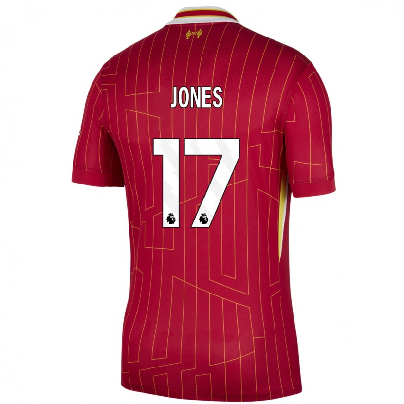 Danxen Niño Camiseta Curtis Jones #17 Rojo Amarillo Blanco 1ª Equipación 2024/25 La Camisa México