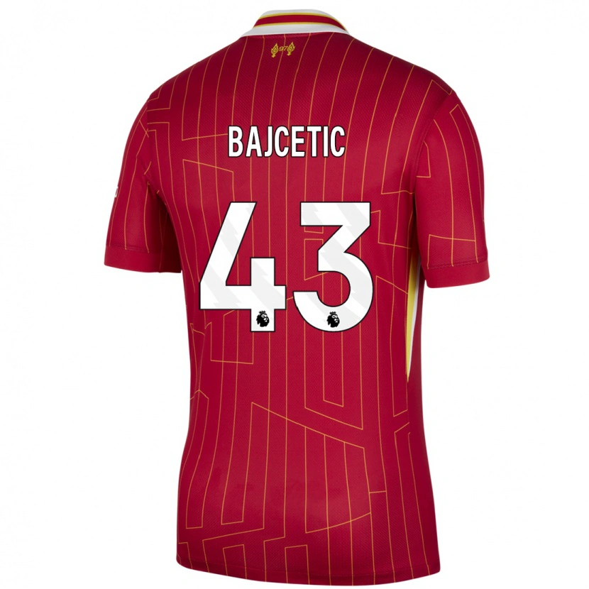 Danxen Niño Camiseta Stefan Bajcetic #43 Rojo Amarillo Blanco 1ª Equipación 2024/25 La Camisa México