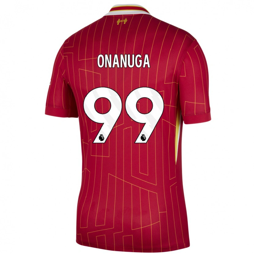 Danxen Niño Camiseta Fola Onanuga #99 Rojo Amarillo Blanco 1ª Equipación 2024/25 La Camisa México