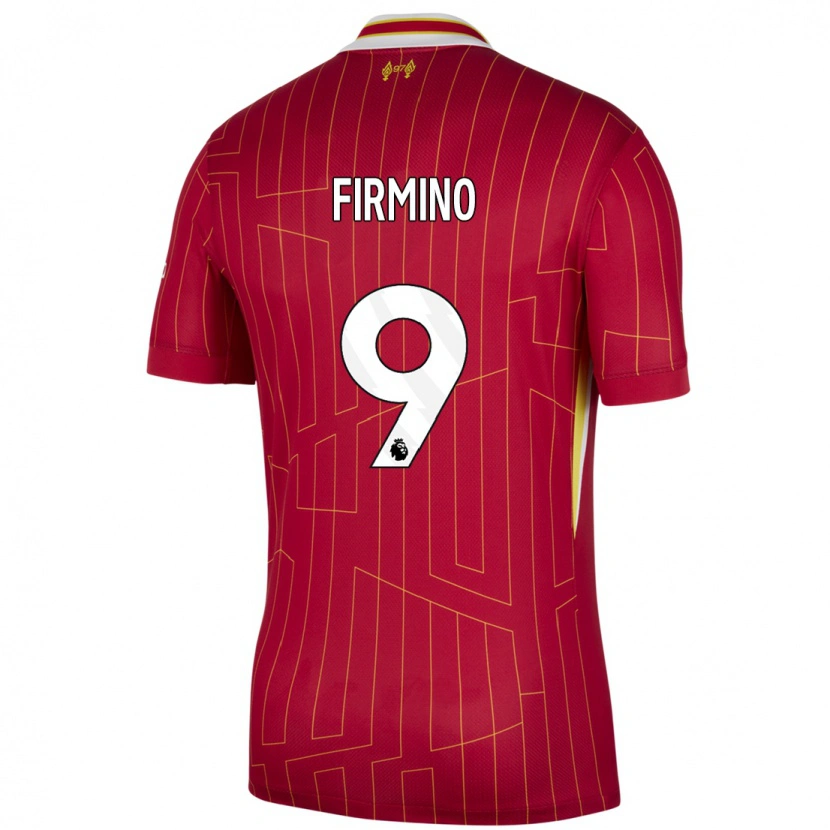 Danxen Niño Camiseta Roberto Firmino #9 Rojo Amarillo Blanco 1ª Equipación 2024/25 La Camisa México