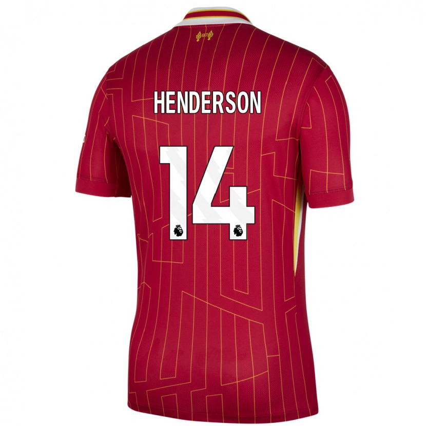 Danxen Niño Camiseta Henderson #14 Rojo Amarillo Blanco 1ª Equipación 2024/25 La Camisa México