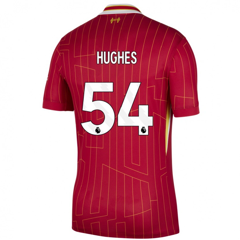 Danxen Niño Camiseta Liam Hughes #54 Rojo Amarillo Blanco 1ª Equipación 2024/25 La Camisa México