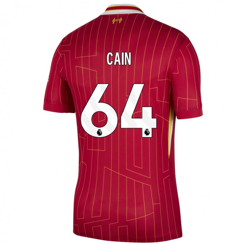 Danxen Niño Camiseta Jake Cain #64 Rojo Amarillo Blanco 1ª Equipación 2024/25 La Camisa México