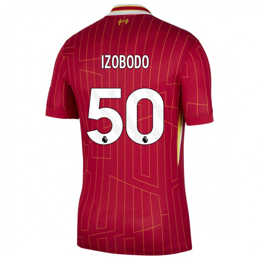 Danxen Niño Camiseta Elijah Izobodo John #50 Rojo Amarillo Blanco 1ª Equipación 2024/25 La Camisa México