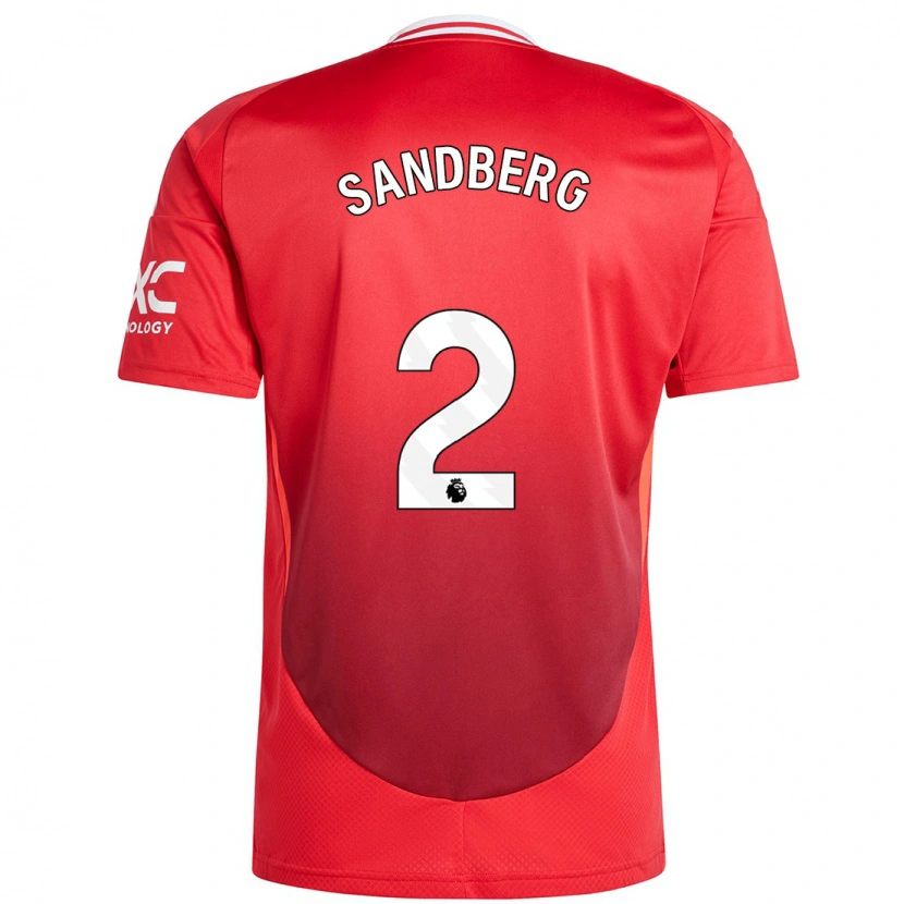 Danxen Niño Camiseta Anna Sandberg #2 Rojo Brillante 1ª Equipación 2024/25 La Camisa México