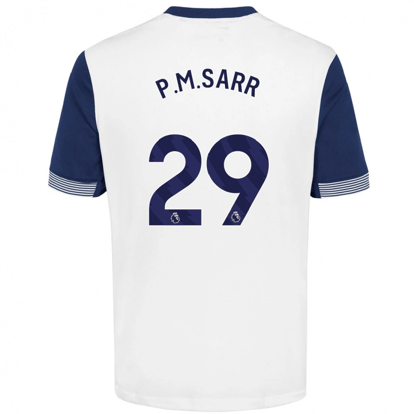 Danxen Niño Camiseta Pape Matar Sarr #29 Blanco Azul 1ª Equipación 2024/25 La Camisa México