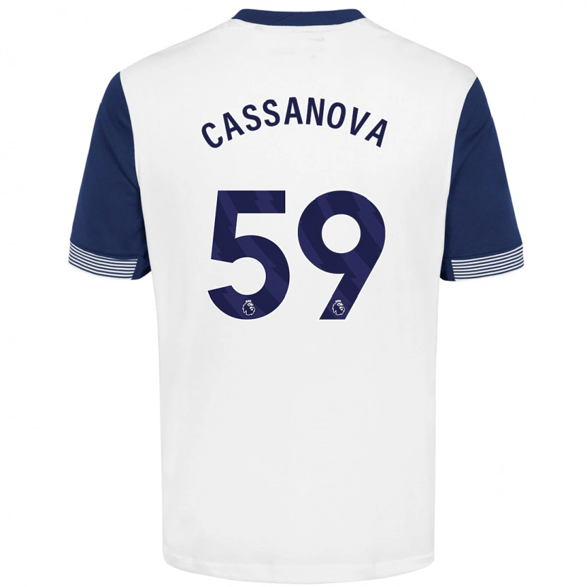 Danxen Niño Camiseta Dante Cassanova #59 Blanco Azul 1ª Equipación 2024/25 La Camisa México