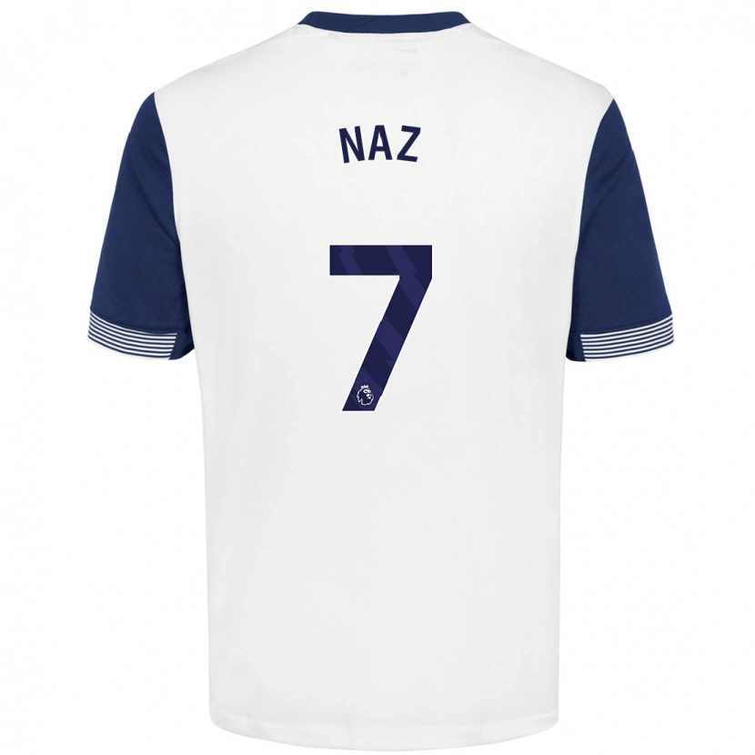 Danxen Niño Camiseta Jessica Naz #7 Blanco Azul 1ª Equipación 2024/25 La Camisa México