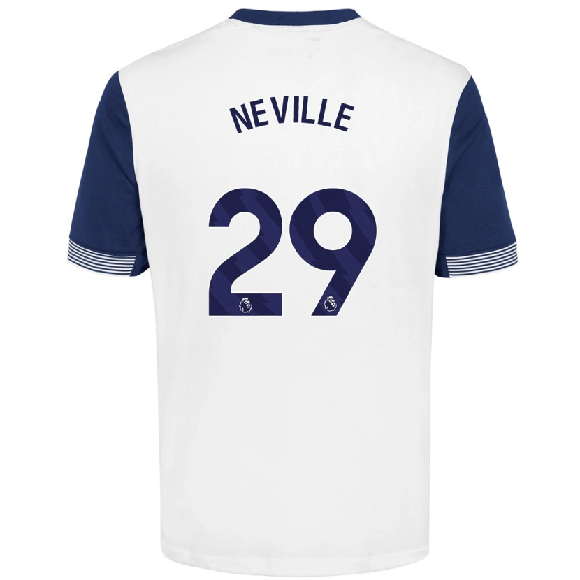 Danxen Niño Camiseta Ashleigh Neville #29 Blanco Azul 1ª Equipación 2024/25 La Camisa México