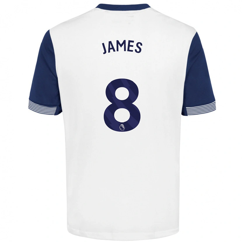 Danxen Niño Camiseta Angharad James #8 Blanco Azul 1ª Equipación 2024/25 La Camisa México
