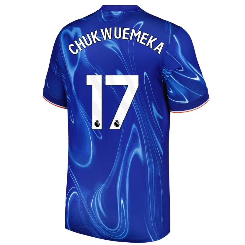 Danxen Niño Camiseta Carney Chukwuemeka #17 Azul Blanco 1ª Equipación 2024/25 La Camisa México