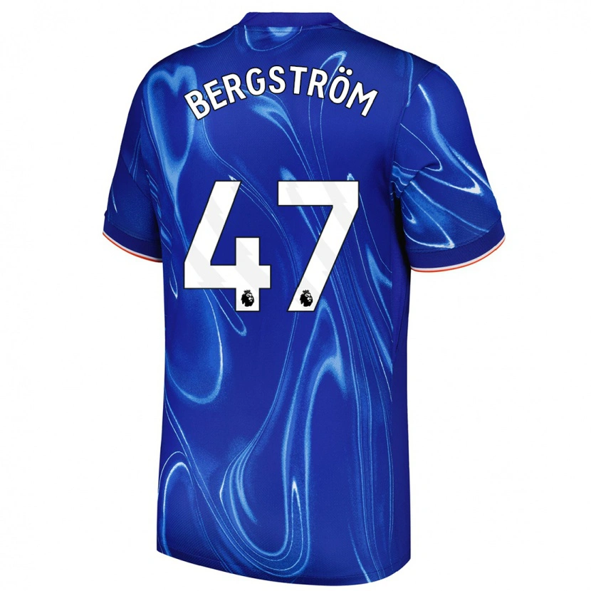 Danxen Niño Camiseta Lucas Bergström #47 Azul Blanco 1ª Equipación 2024/25 La Camisa México