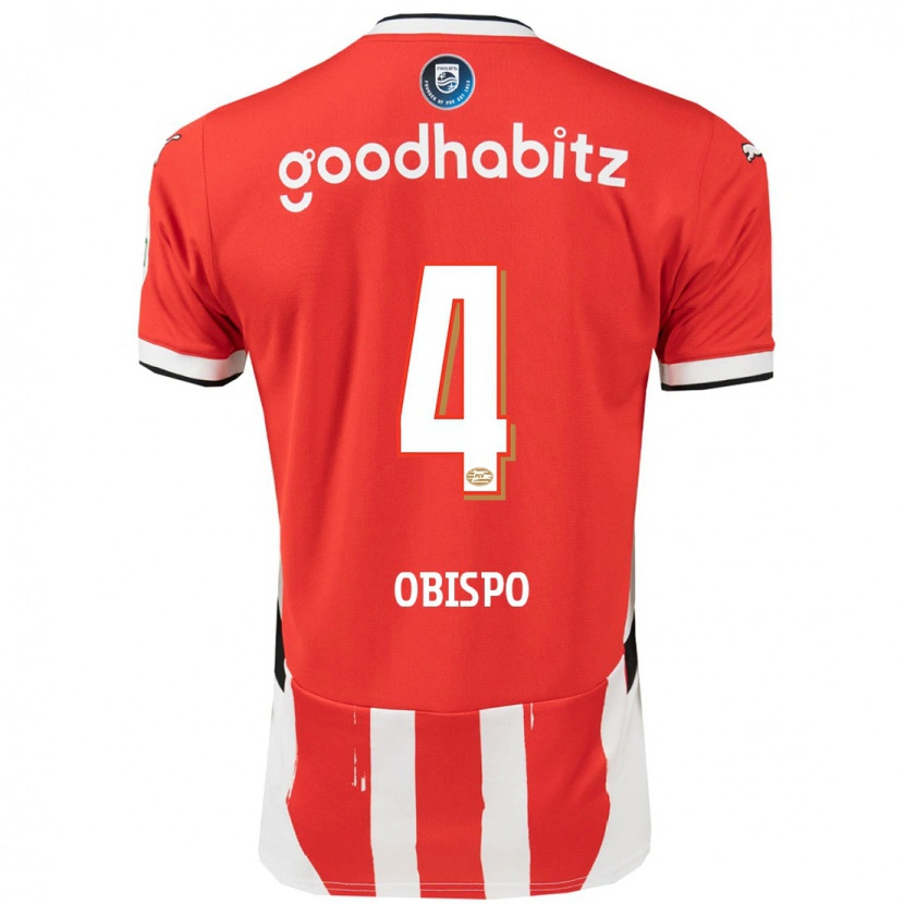 Danxen Niño Camiseta Armando Obispo #4 Rojo Blanco 1ª Equipación 2024/25 La Camisa México