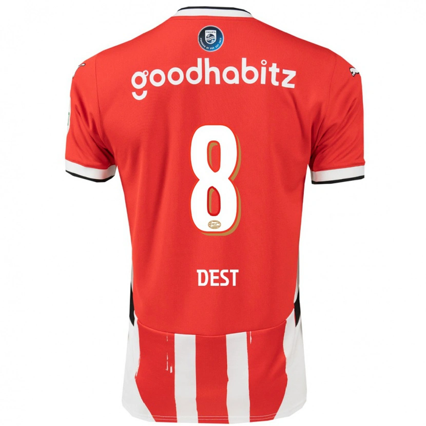 Danxen Niño Camiseta Sergiño Dest #8 Rojo Blanco 1ª Equipación 2024/25 La Camisa México