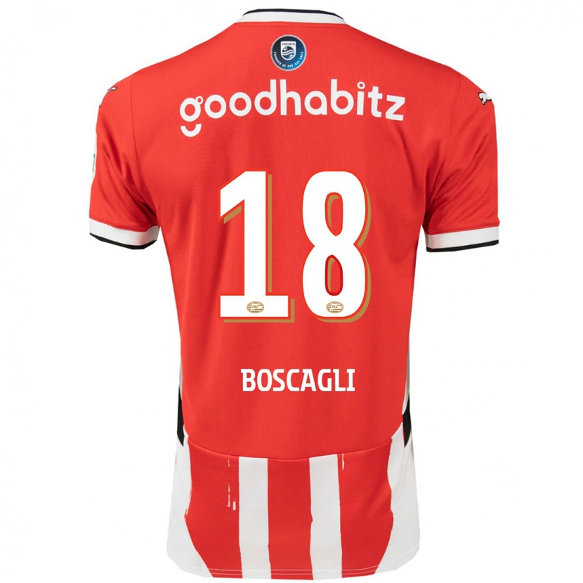 Danxen Niño Camiseta Olivier Boscagli #18 Rojo Blanco 1ª Equipación 2024/25 La Camisa México