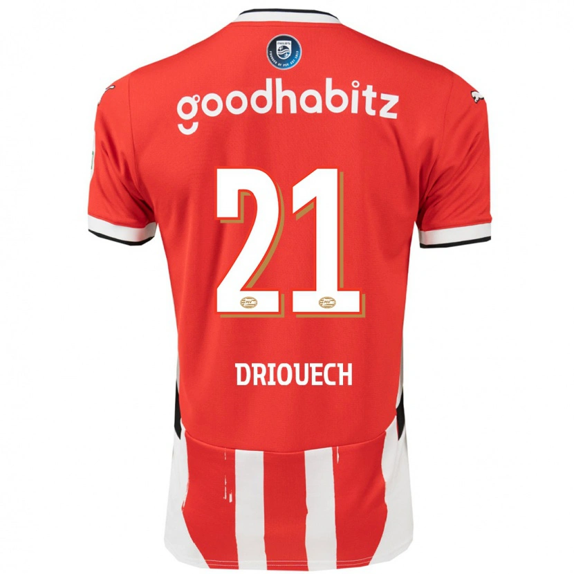 Danxen Niño Camiseta Couhaib Driouech #21 Rojo Blanco 1ª Equipación 2024/25 La Camisa México