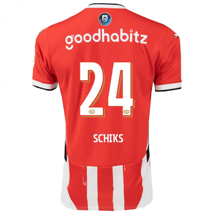 Danxen Niño Camiseta Niek Schiks #24 Rojo Blanco 1ª Equipación 2024/25 La Camisa México
