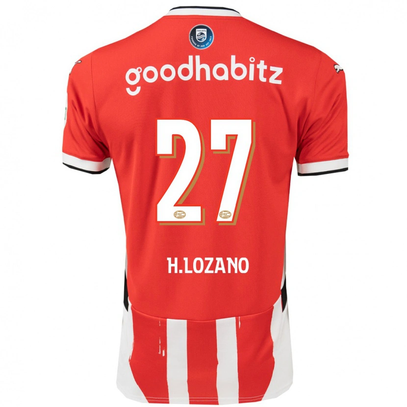 Danxen Niño Camiseta Hirving Lozano #27 Rojo Blanco 1ª Equipación 2024/25 La Camisa México
