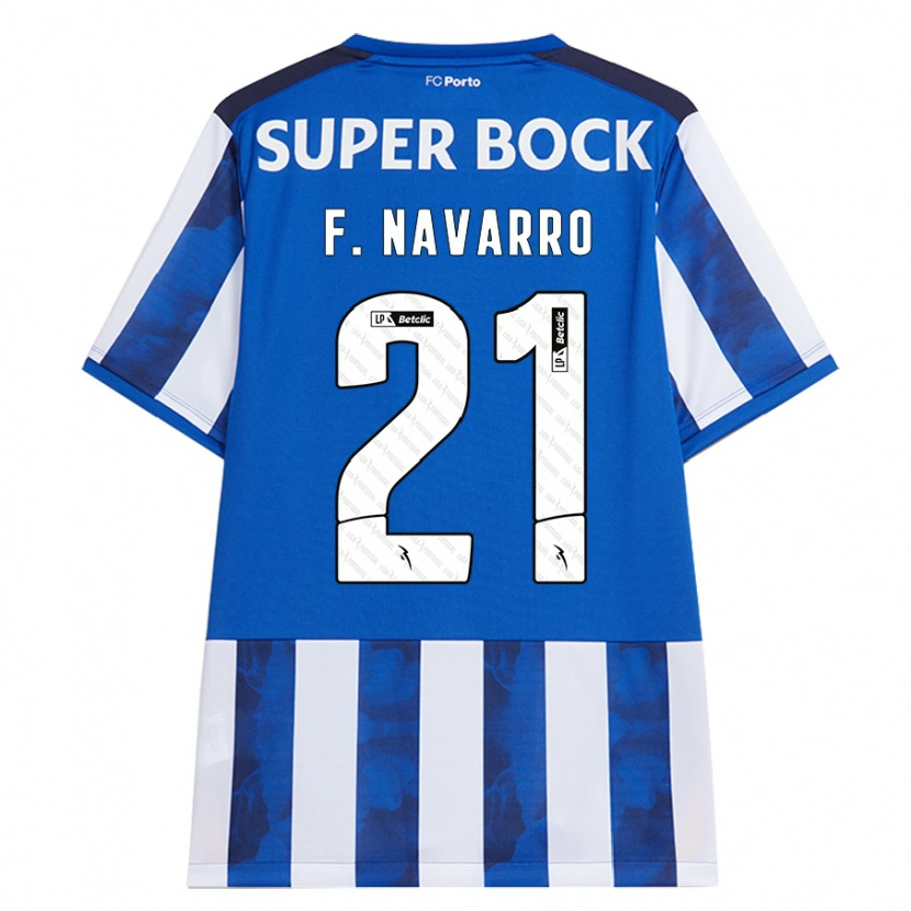 Danxen Niño Camiseta Fran Navarro #21 Azul Blanco 1ª Equipación 2024/25 La Camisa México