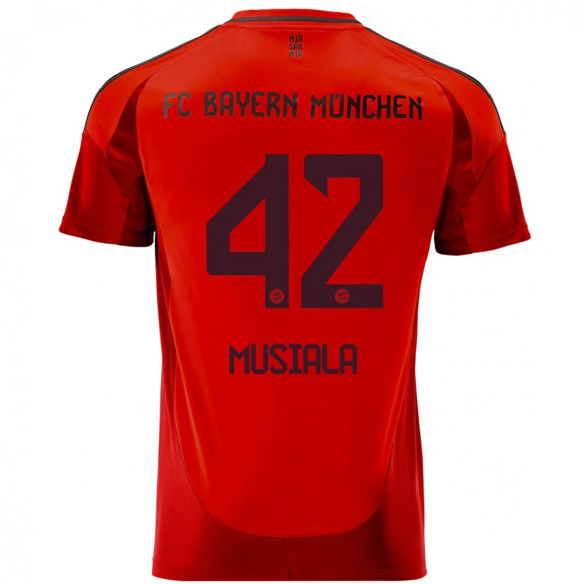 Danxen Niño Camiseta Jamal Musiala #42 Rojo 1ª Equipación 2024/25 La Camisa México