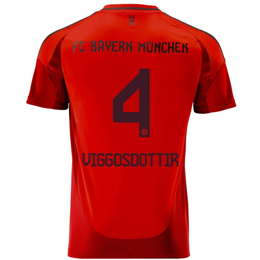 Danxen Niño Camiseta Glódís Perla Viggósdóttir #4 Rojo 1ª Equipación 2024/25 La Camisa México