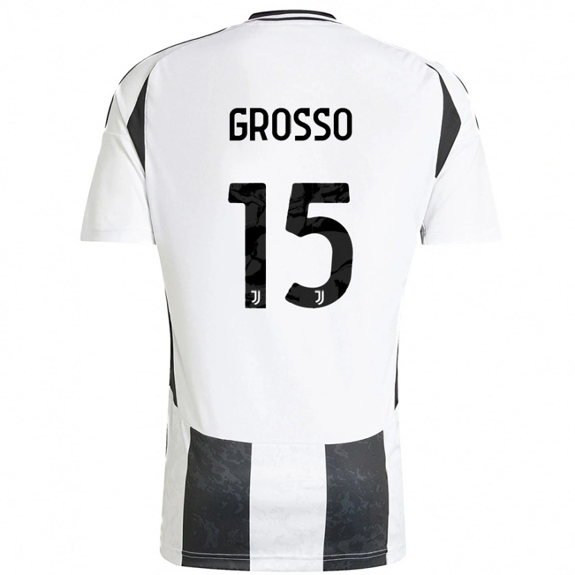 Danxen Niño Camiseta Julia Grosso #15 Blanco Negro 1ª Equipación 2024/25 La Camisa México