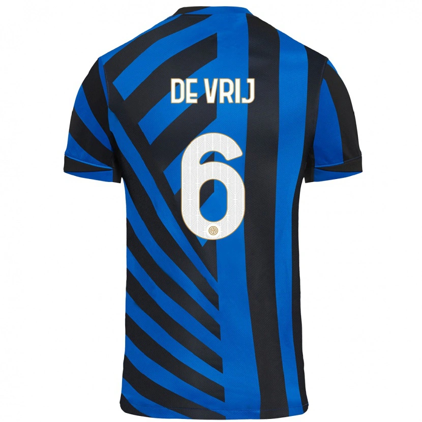 Danxen Niño Camiseta Stefan De Vrij #6 Azul Negro 1ª Equipación 2024/25 La Camisa México