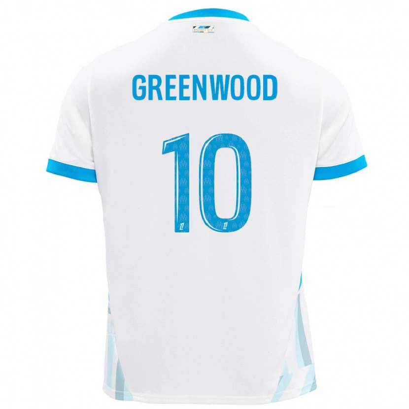 Danxen Niño Camiseta Mason Greenwood #10 Blanco Azul Cielo 1ª Equipación 2024/25 La Camisa México
