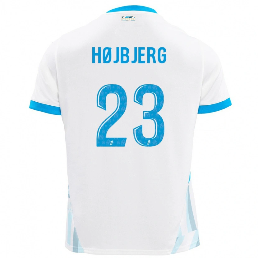 Danxen Niño Camiseta Pierre-Emile Højbjerg #23 Blanco Azul Cielo 1ª Equipación 2024/25 La Camisa México