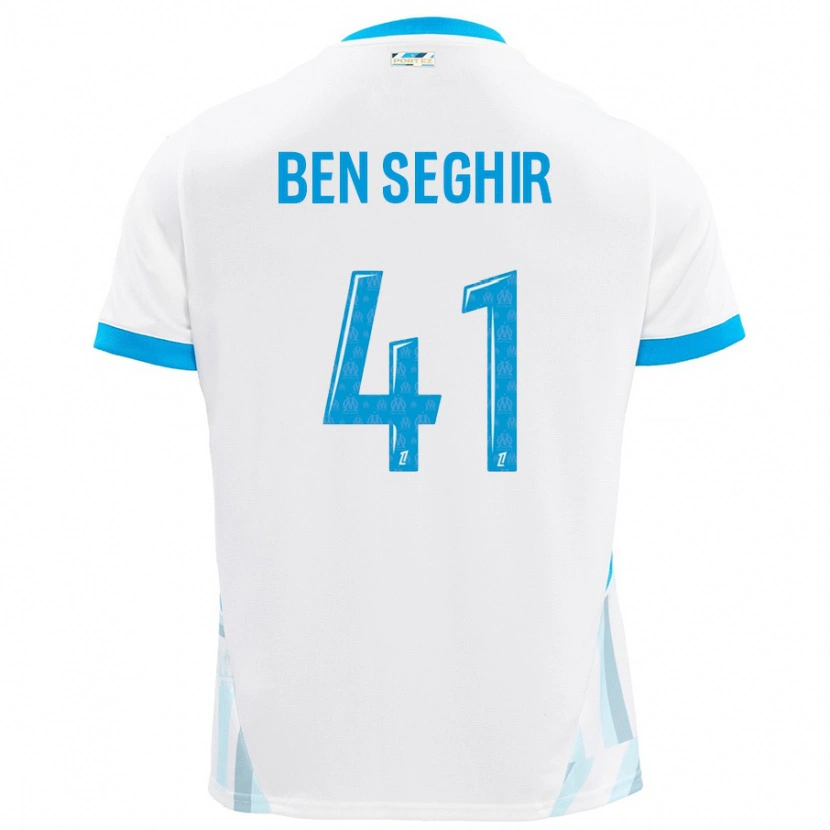 Danxen Niño Camiseta Salim Ben Seghir #41 Blanco Azul Cielo 1ª Equipación 2024/25 La Camisa México