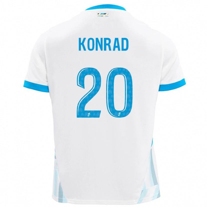 Danxen Niño Camiseta Konrad De La Fuente #20 Blanco Azul Cielo 1ª Equipación 2024/25 La Camisa México