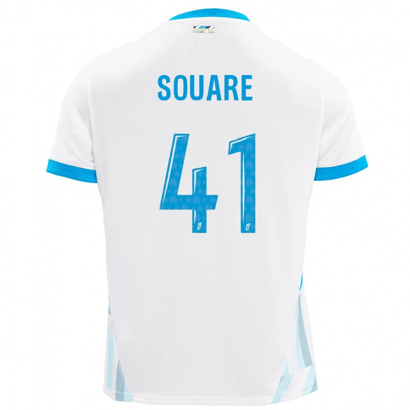 Danxen Niño Camiseta Cheick Souare #41 Blanco Azul Cielo 1ª Equipación 2024/25 La Camisa México