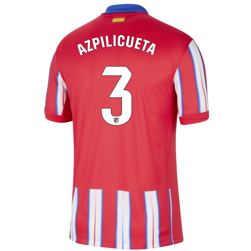 Danxen Niño Camiseta César Azpilicueta #3 Rojo Blanco Azul 1ª Equipación 2024/25 La Camisa México