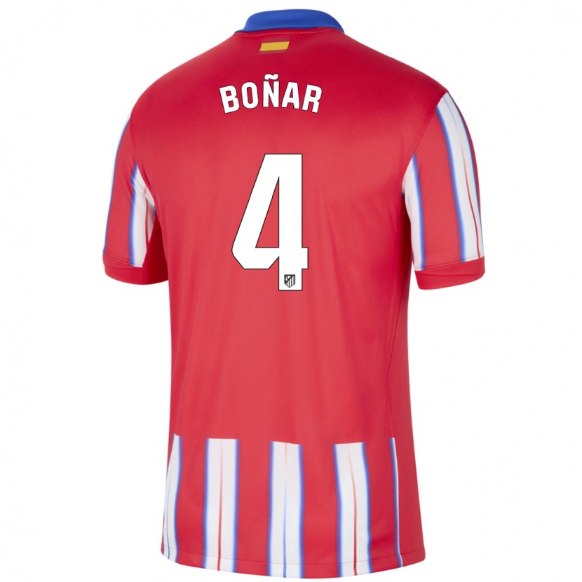 Danxen Niño Camiseta Javier Boñar #4 Rojo Blanco Azul 1ª Equipación 2024/25 La Camisa México