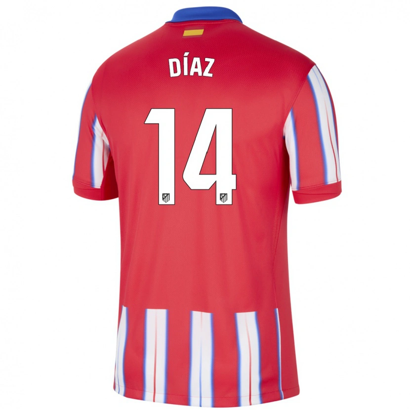 Danxen Niño Camiseta Javier Díaz #14 Rojo Blanco Azul 1ª Equipación 2024/25 La Camisa México