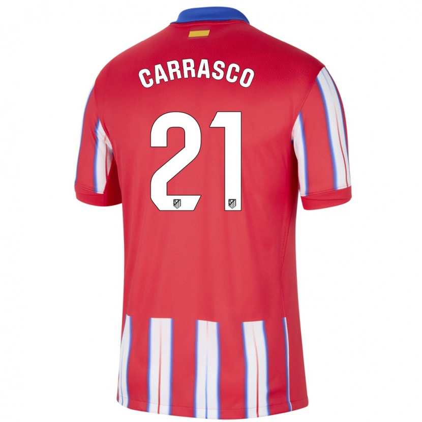 Danxen Niño Camiseta Yannick Carrasco #21 Rojo Blanco Azul 1ª Equipación 2024/25 La Camisa México