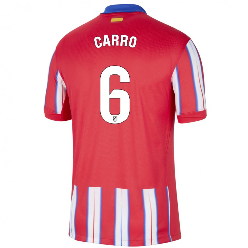 Danxen Niño Camiseta Mikel Carro #6 Rojo Blanco Azul 1ª Equipación 2024/25 La Camisa México