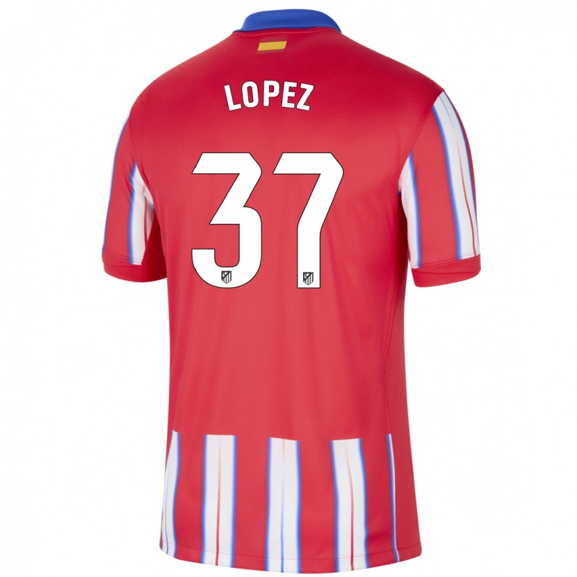 Danxen Niño Camiseta Alex Lopez #37 Rojo Blanco Azul 1ª Equipación 2024/25 La Camisa México