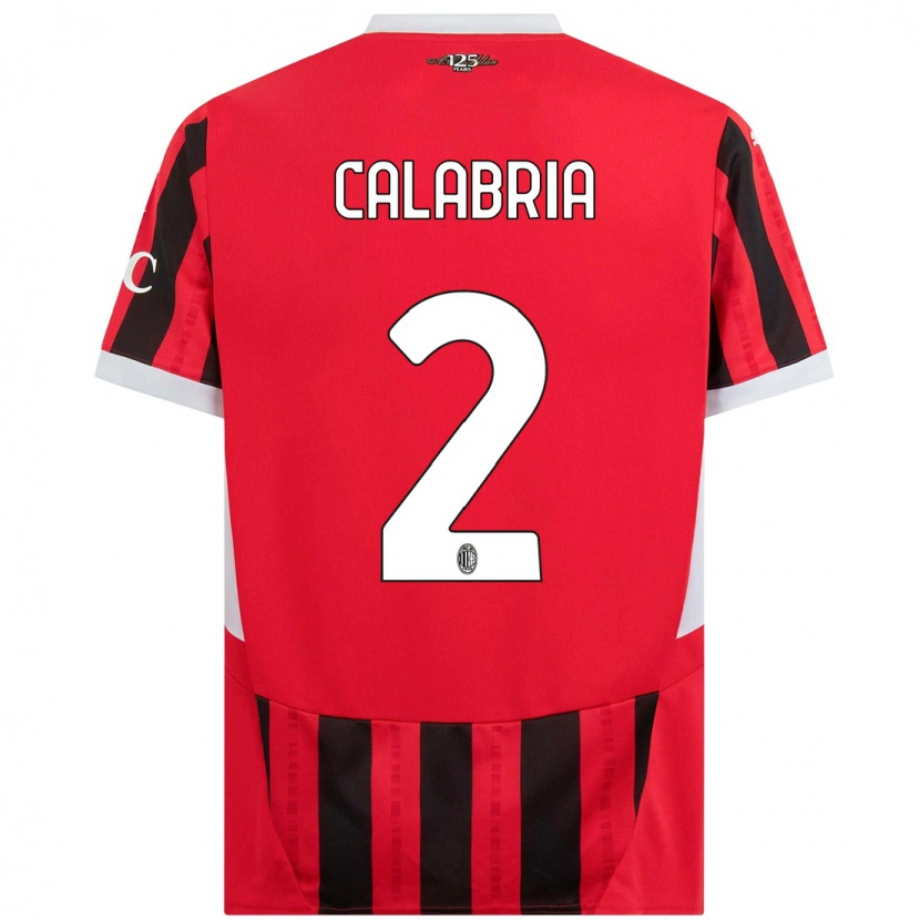 Danxen Niño Camiseta Davide Calabria #2 Rojo Negro 1ª Equipación 2024/25 La Camisa México