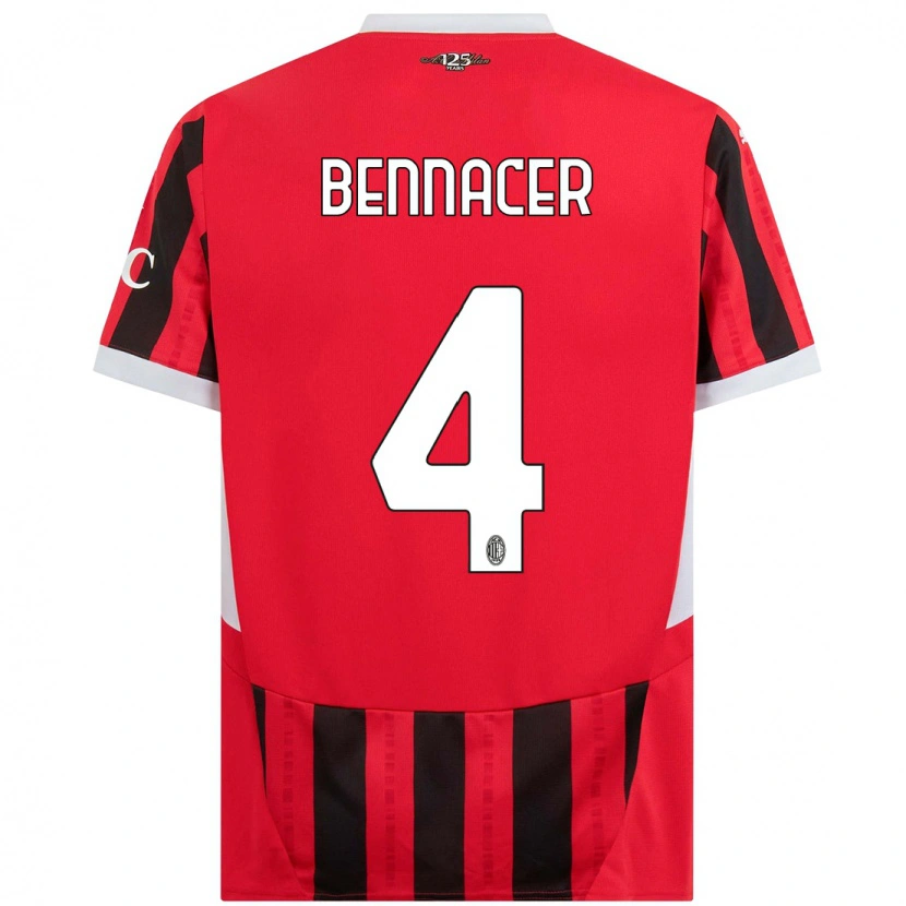 Danxen Niño Camiseta Ismaël Bennacer #4 Rojo Negro 1ª Equipación 2024/25 La Camisa México