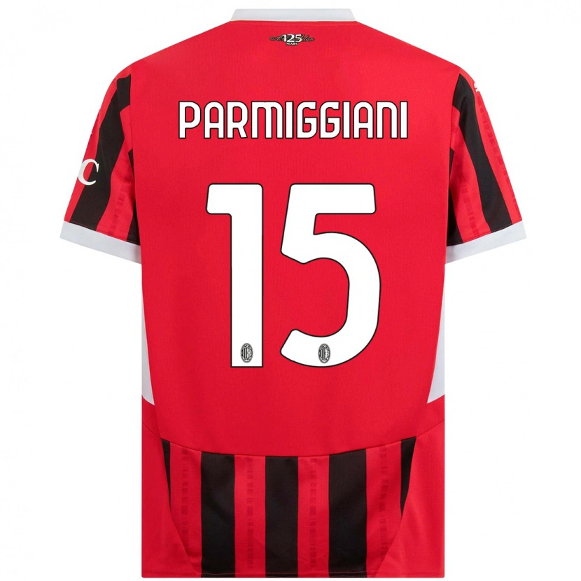 Danxen Niño Camiseta Pietro Parmiggiani #15 Rojo Negro 1ª Equipación 2024/25 La Camisa México