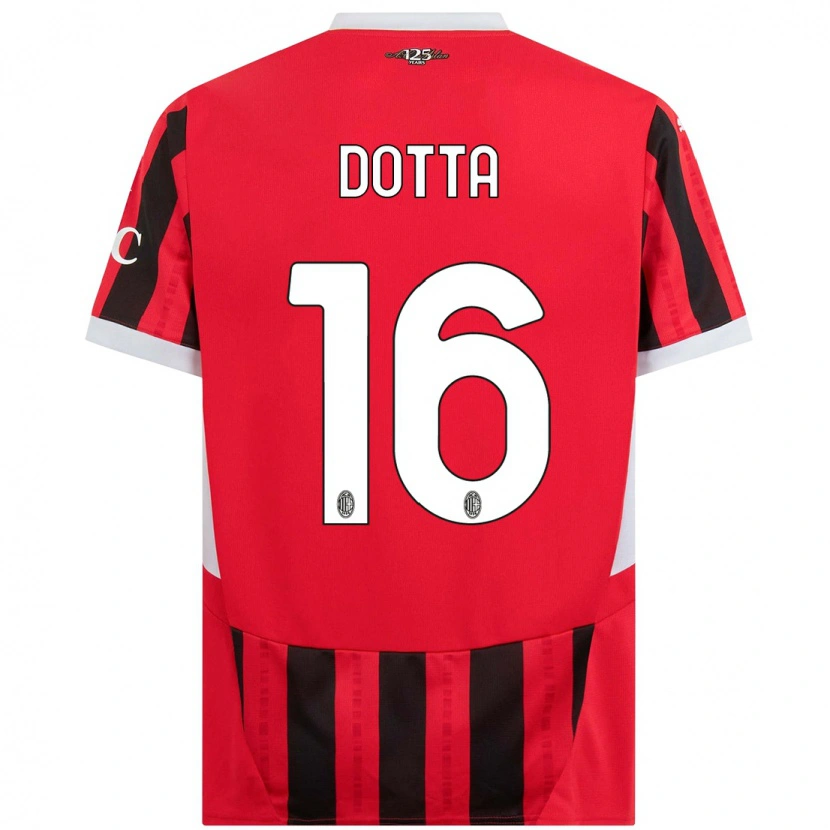 Danxen Niño Camiseta Cristiano Dotta #16 Rojo Negro 1ª Equipación 2024/25 La Camisa México