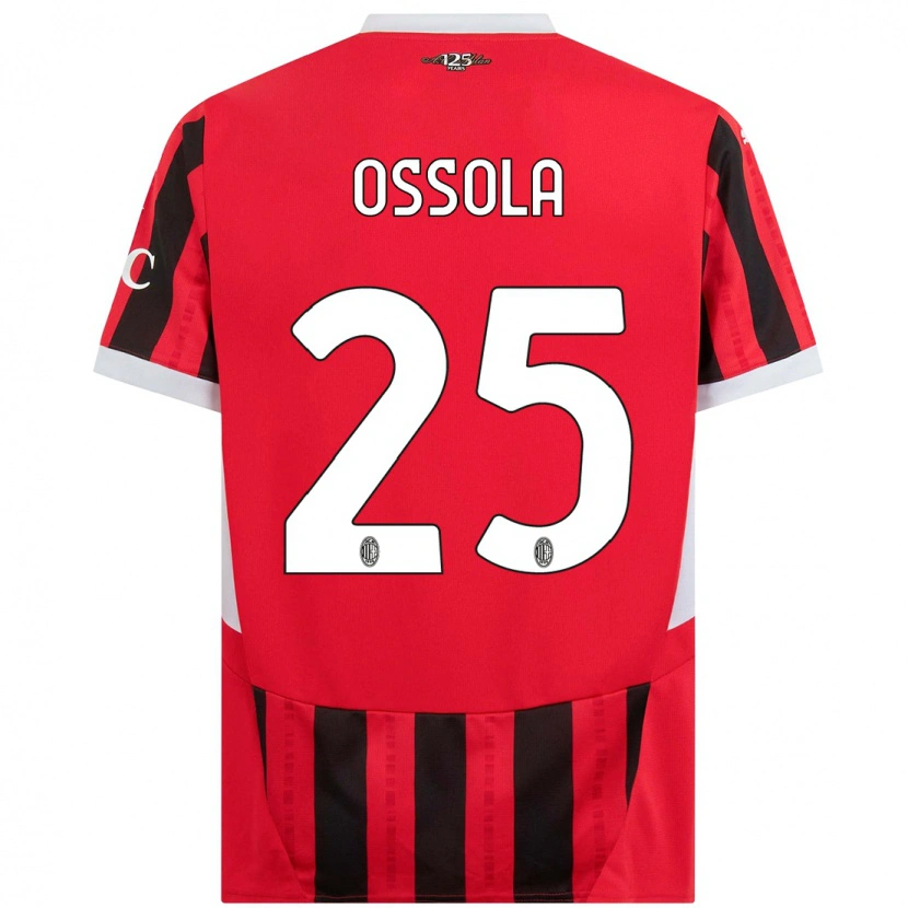 Danxen Niño Camiseta Lorenzo Ossola #25 Rojo Negro 1ª Equipación 2024/25 La Camisa México