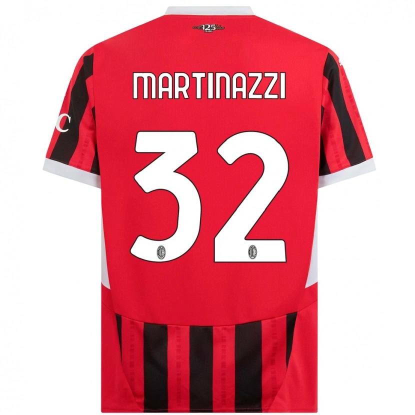 Danxen Niño Camiseta Luca Martinazzi #32 Rojo Negro 1ª Equipación 2024/25 La Camisa México