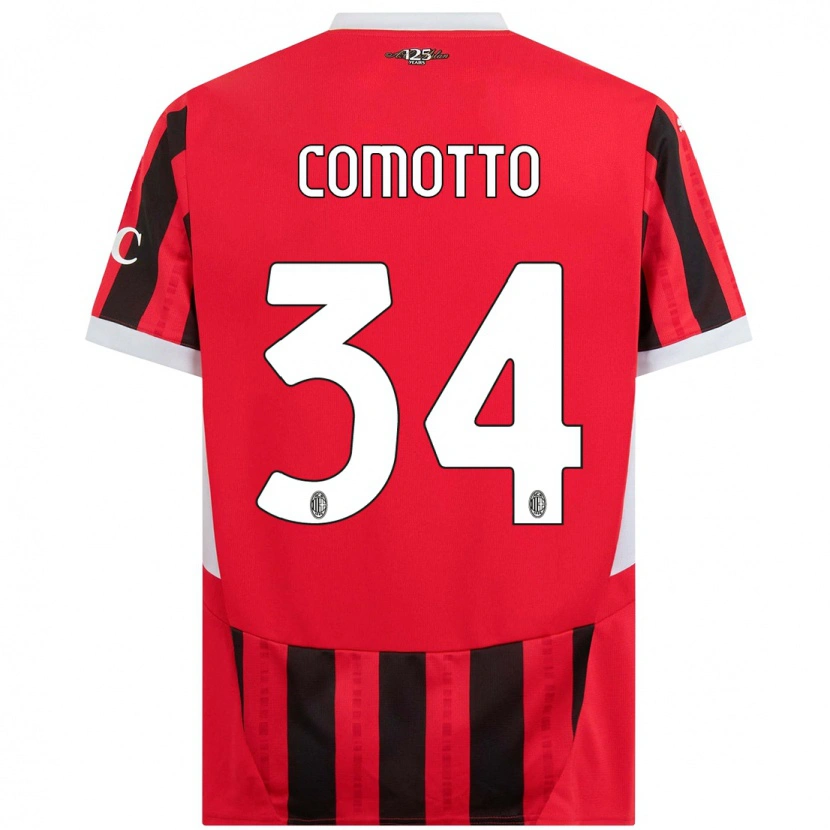Danxen Niño Camiseta Christian Comotto #34 Rojo Negro 1ª Equipación 2024/25 La Camisa México